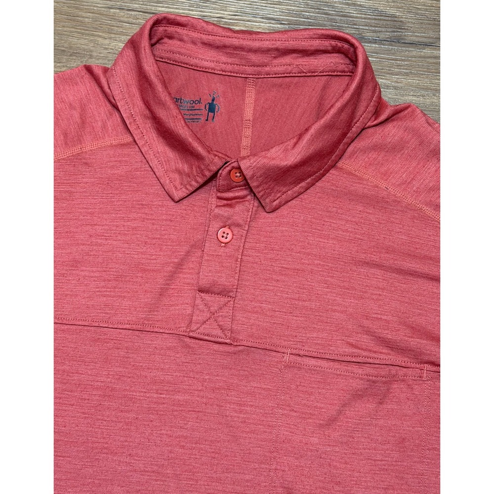 Smartwool Merino Sport 150 Performance Polo Shirt Men Red Clay Short Sleeve Sz S